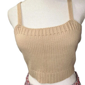 Pink Lily Crochet Halter Crop‎ Top Tan Womens Size Medium